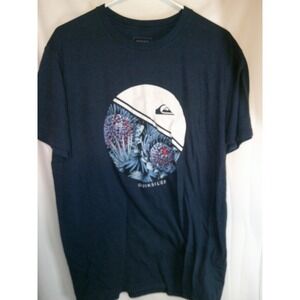 Quiksilver Graphic T-Shirt Floral Print Short Sleeve Regular Fit‎ Mens L